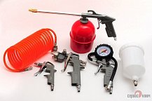 Набор покрасочный (5 предметов: пистолет продувочный, подкачка шин, мовиль, краскопульт, шланг)